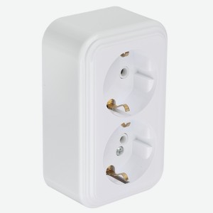 Розетка двухместная открытой установки FORZA с заз.ra 16-238-Б, 250В, 16А, IP20, 106x65x41 мм, белая