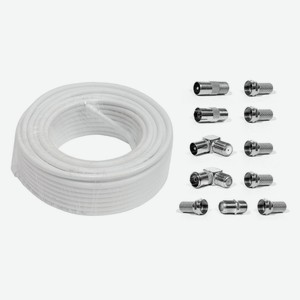 Коаксиальный кабель для ТВ DORI 20 м RG6 + разъемы