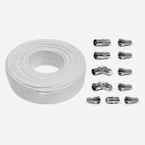 Коаксиальный кабель для ТВ DORI 50 м RG6 + разъемы