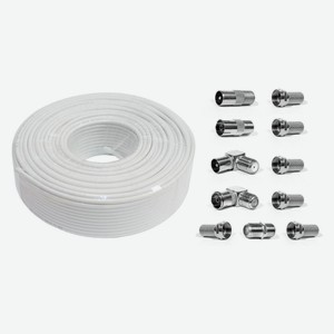 Коаксиальный кабель для ТВ DORI 100 м RG6 + разъемы