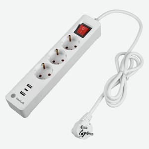 Сетевой фильтр GeoLuK 3 розетки, 2xUSB, 1xType-C