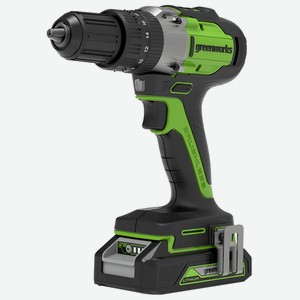 Дрель-шуруповерт аккумуляторная Greenworks GD24DD60K2, 24V, c 1хАКБ 2 Ач и ЗУ в кейсе
