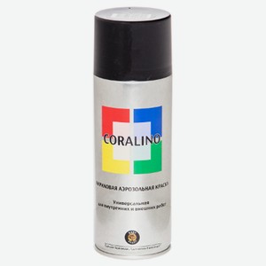 C19005 Краска аэрозольная CORALINO (520мл, 200г), RAL9005 Черный Глянцевый