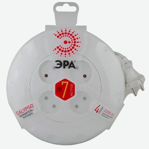 Удлинитель рулетка Эра UR-4-7m-W без заземлением 4гн 7м,10А