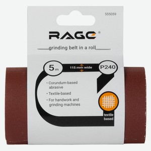 Лента шлифовальная 115 мм х 5 м Р240 RAGE by VIRA