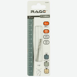 Сверло по металлу 2,0 мм P6M5 2 шт. RAGE by VIRA