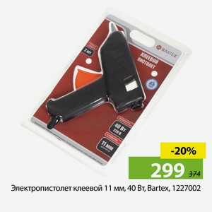 Электропистолет клеевой 11мм, 40Вт, Bartex, 1227002.