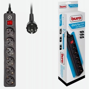Сетевой фильтр 600SH-5-B 5м Черный Buro