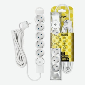 Сетевой фильтр Duwi 32577 2 5 гнезд 5 м белый