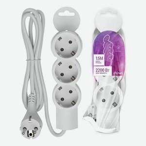 Удлинитель Duwi 3 розетки 1,5 м белый