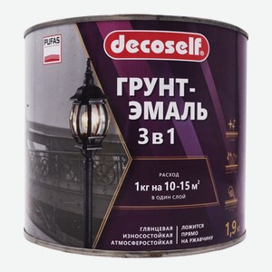 Грунт-эмаль Pufas Decoself 3 в 1 глянцевая белая 1,9 л