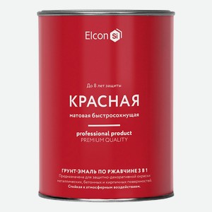 Краска грунт-эмаль Elcon матовая красная 800 г