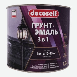Грунт-эмаль Decoself 3 в 1 глянцевая красно-коричневая 1,9 л