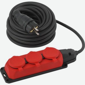Удлинитель силовой Эра UK-3e-3x1,5-10m-IP44(KG), розеток 3шт, 3x1.5 кв.мм, 16A, 10м, КГ, без катушки, черный [б0057580]
