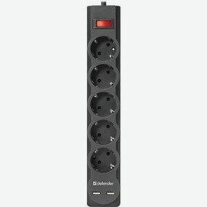 Сетевой фильтр Defender DFS 753, 3м, черный [99753]