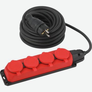 Удлинитель силовой Эра UK-4e-3x1,5-10m-IP44(KG), розеток 4шт, 3x1.5 кв.мм, 16A, 10м, КГ, без катушки, черный [б0057586]