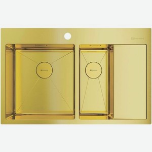 Кухонная мойка OMOIKIRI Akisame 78-2-LG-L, нержавеющая сталь, 78см х 51см, светлое золото [4973087]