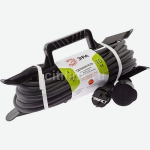 Удлинитель силовой Эра UFx-1e-3x2,5-10m-IP44(KG), розеток 1шт, 3x2.5 кв.мм, 16A, 10м, КГ, рамка пластиковая, черный [б0050870]