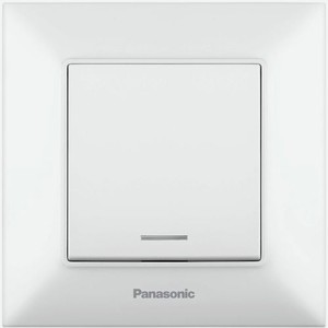 Выключатель Panasonic Arkedia Slim WNTC00442WH-RU, 1-клавишный, с индикацией, установка скрытая, IP20, белый