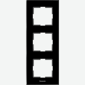 Рамка Panasonic Karre Plus (WKTF08133GG-RU) 3x верт.монт. стекло черный (упак.:1шт)
