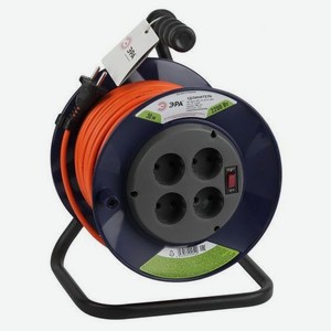 Удлинитель силовой Эра RPx-4s-2x1.0-30m, розеток 4шт, 2x1.0 кв.мм, 10A, 30м, ПВС, катушка, оранжевый [б0046843]