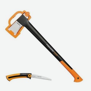 Топор Fiskars X25, большой, черный/оранжевый (в комплекте пила) [1025437]