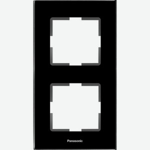 Рамка Panasonic Karre Plus (WKTF08123GG-RU) 2x верт.монт. стекло черный (упак.:1шт)