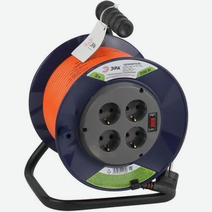 Удлинитель силовой Эра RPx-4es-3x1.5-30m, розеток 4шт, 3x1.5 кв.мм, 16A, 30м, ПВС, катушка, черный [б0043056]
