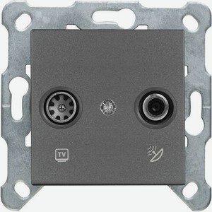 Розетка телевизионная Panasonic Karre Plus & Arkedia Slim двойная, скрытая, IP20, дымчатый [wktt04632dg-ru]