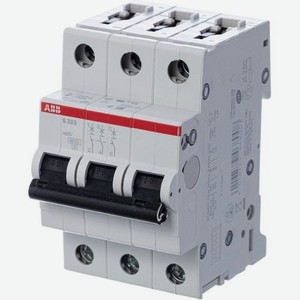 Выключатель автоматический ABB S203 С80 6кА (2CDS253001R0804) 80A тип C 10kA 3П 400В 3мод белый