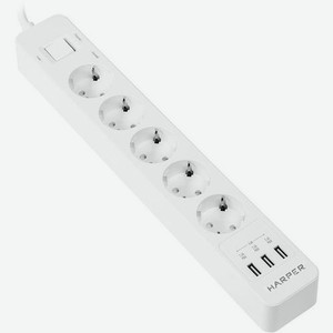 Сетевой фильтр Harper UCH-510, 10м, белый [h00003207]