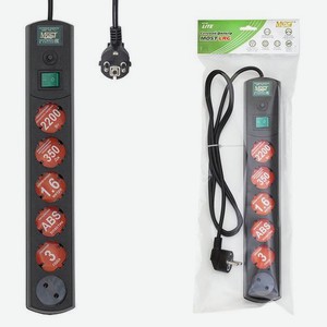 Сетевой фильтр Most LRG, 1.6м, черный [lrg 6-1.6bk]