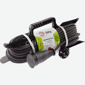 Удлинитель силовой Эра UFx-1e-3x1,5-20m-IP44(KG), розеток 1шт, 3x1.5 кв.мм, 16A, 20м, КГ, рамка пластиковая, черный [б0050868]
