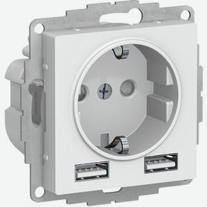 Розетка силовая/usb Schneider Electric AtlasDesign ATN000130, одинарная, скрытая, заземление, IP20, белый