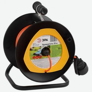 Удлинитель силовой Эра RPx-1-2x1-20m, розеток 1шт, 2x1.0 кв.мм, 10A, 20м, ПВС, катушка, оранжевый [б0046832]