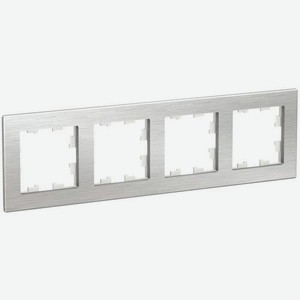 Рамка Schneider Electric AtlasDesign ATN312104 наклад. 4x горизонтальный монтаж металл серебристый