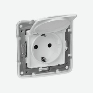 Розетка силовая Legrand Etika скрытая, заземление, IP44, белый [672232]