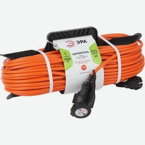 Удлинитель силовой Эра UFx-1e-3x1.5-50m-IP44, розеток 1шт, 2x0.75 кв.мм, 6A, 50м, ПВС, без катушки, оранжевый [б0046814]