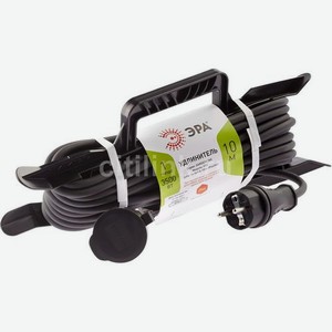 Удлинитель силовой Эра UFx-1e-3x1,5-10m-IP44(KG), розеток 1шт, 3x1.5 кв.мм, 16A, 10м, КГ, рамка пластиковая, черный [б0050867]