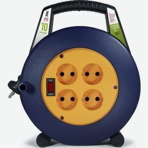 Удлинитель силовой Эра BPx-4e-3x1-10m, розеток 4шт, 3x1.0 кв.мм, 10A, 10м, ПВС, рамка пластиковая, оранжевый [б0052927]