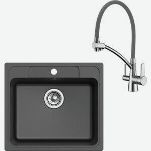Кухонная мойка и смеситель Ewigstein E-60, Lemark Comfort LM3071C-Gray черная/хром