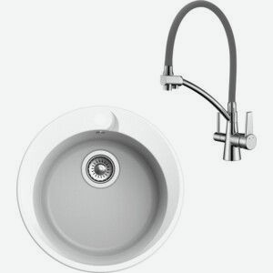 Кухонная мойка и смеситель Ewigstein R-45, Lemark Comfort LM3071C-Gray иней/хром