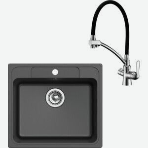 Кухонная мойка и смеситель Ewigstein E-60, Lemark Comfort LM3070C черная/хром