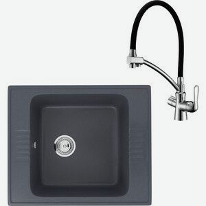 Кухонная мойка и смеситель Ulgran U-204-343 антрацит, Lemark Comfort LM3070C