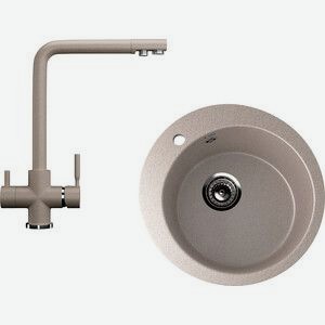 Кухонная мойка и смеситель Ulgran U-405 песочный (U-405-302, U-016-30)