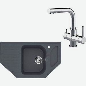 Кухонная мойка и смеситель Ulgran U-109-343 антрацит, Lemark Comfort LM3061C