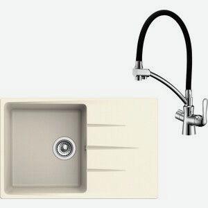 Кухонная мойка и смеситель Ewigstein G-60F, Lemark Comfort LM3070C крем/хром