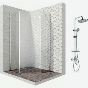 Душевой уголок Ambassador Diamond 100x100 с душевой системой Lemark, правый, прозрачный, хром (12011112R, LM7010C)