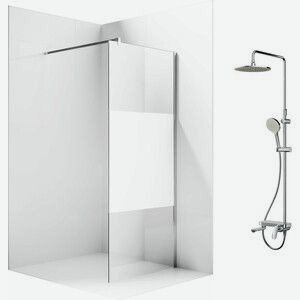 Душевой уголок Ambassador Walk-in 120х100-70 с душевой системой Am.Pm, прозрачный, матовый, хром (15034125, F0780700)