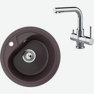 Кухонная мойка и смеситель Ulgran U-500-345 шоколад, Lemark Comfort LM3061C